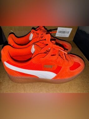 Puma Bright Orange Athletic Sneakers with White Logo